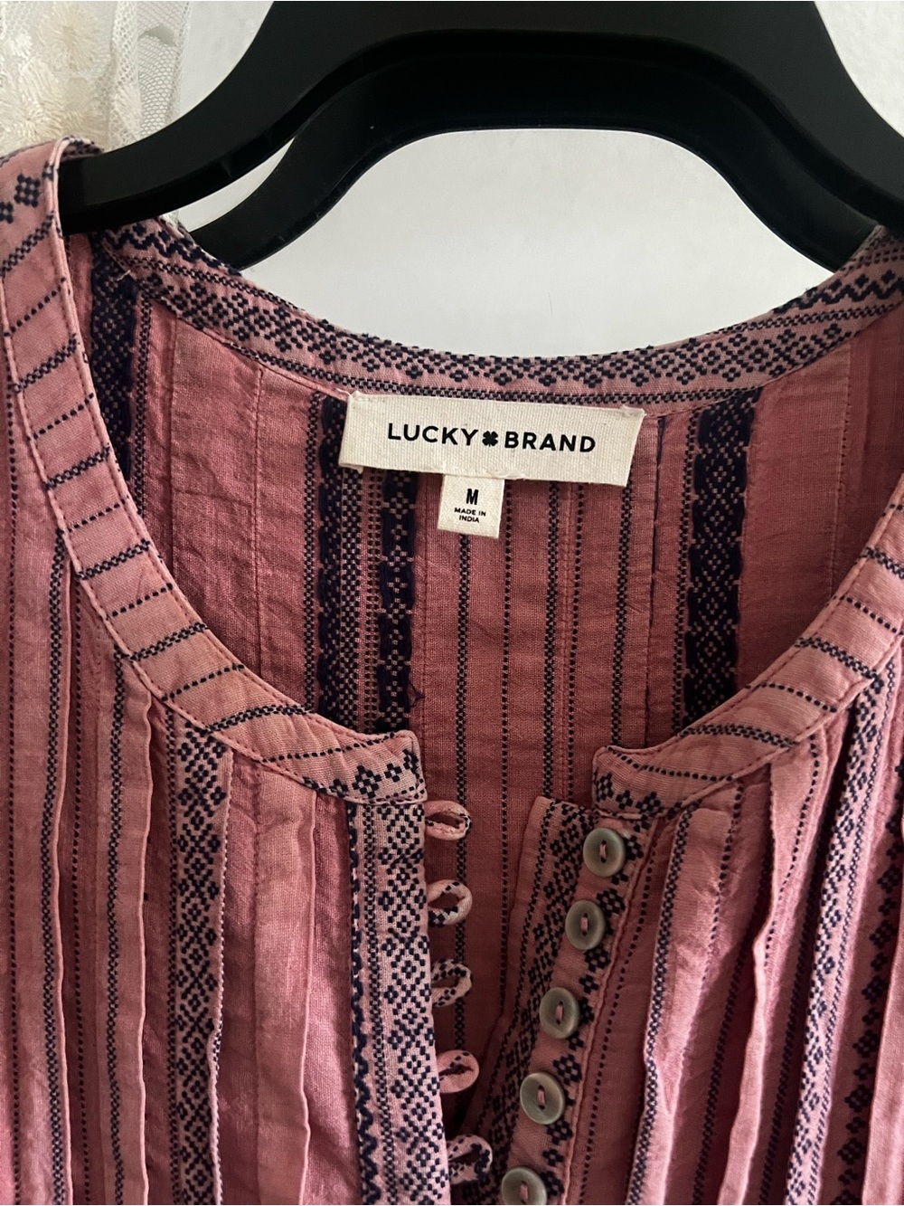 Lucky Brand Dusty Pink Striped Sleeveless Cotton Midi Dress - Picture 3 of 3